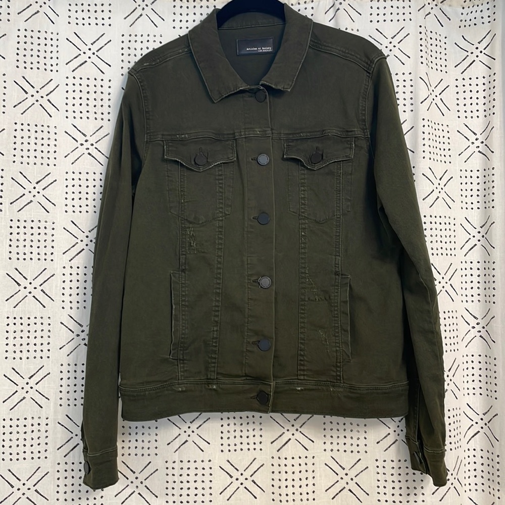 ARTICLES OF SOCIETY Army Green Denim Jacket - Picture 1 of 8